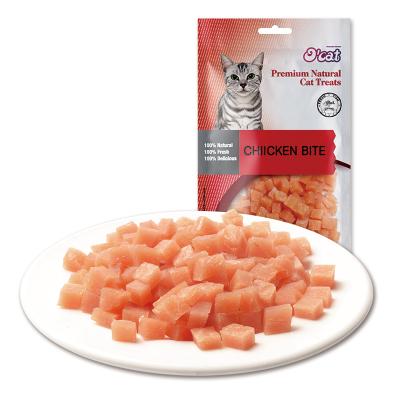 China Sustainable Wholesale Natural Cat Snacks Chicken Bites OEM Cat Treats Dry Pet Snacks Cat Food for sale