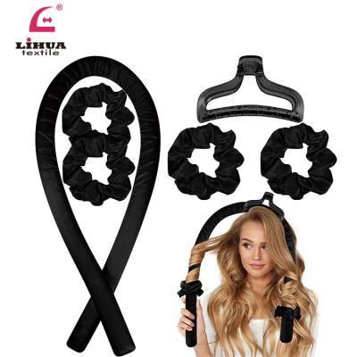 China DIY Hair Curling Stying New Fashion LIHUA Curl Solid Color Velvet Foam Curling Iron Headband Women Heatless Hair Accessories Set Heatless Hair Roller for sale