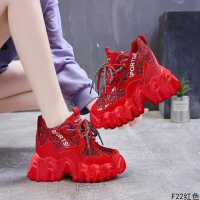 China Wholesale Fashion Trend Factory Price Height-increasing Chunky Upper PU Wedges Casual Platform Shoes Sneakers Ladies for sale