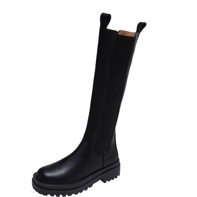 China 2021 New Arrival 37cm Deodorization Women Black Leather Thigh High Chelsea Long Boots for sale