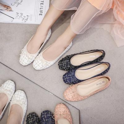 China Wholesales Round Headed Knit Womens And Ladies Loafer Upper Flat Shoes for sale