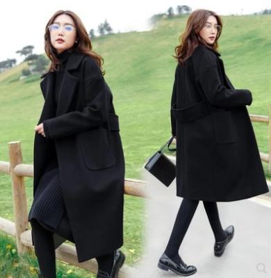 China New Arrival Z69612 Solid Jacket Autumn And Winter Womens Overcoat Breathable Long Plus Size Wool Coat for sale