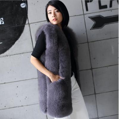 China New Fashion Long Style Vest Women Warm Fox Coat High Grade Faux Fur Vest Sustainable FIXED for sale