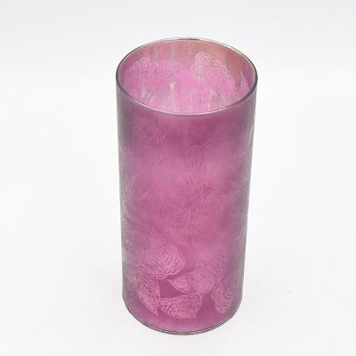 China Bulk Gift Customized Silk Printing Art Glass Bottles Cheap Tall Vases Art Hand Blown Glass Cylinder for sale