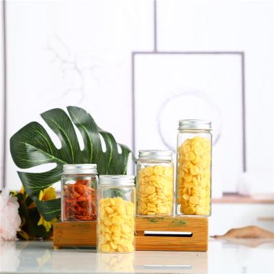 China Disposable Beverage Mason Jar Storage Jar With Top Aluminum Screw Lid Borosilicate Glass Storage Tube for sale