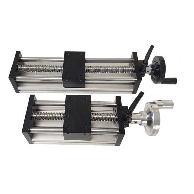 China Hotels Linear Guideway Slide Table Motion Module With Manual Crank Wheel Lift 50mm/500mm Cross Stroke for sale