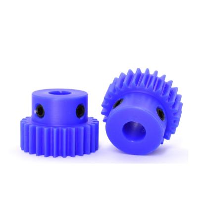 China Hotels Blue Flexible Plastic Nylon Rack Pinion Spur Gear And M0.5 M1 M1.5 M2 M2.5 M3 Machining Plastic Gear for sale