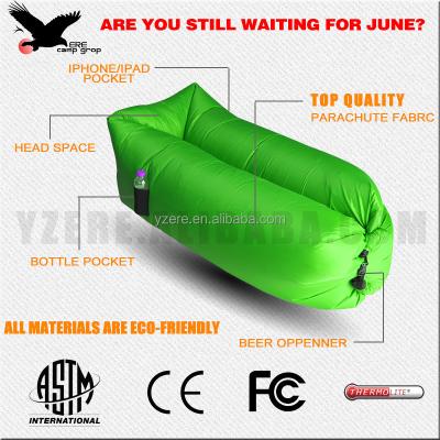 China Portable Folding Bed Sofa Couch Chair Made of Waterproof 210T Nylon Airbag Outdoor/Indoor Inflatable Sleep Sofa with Pockets and Bag Det for sale