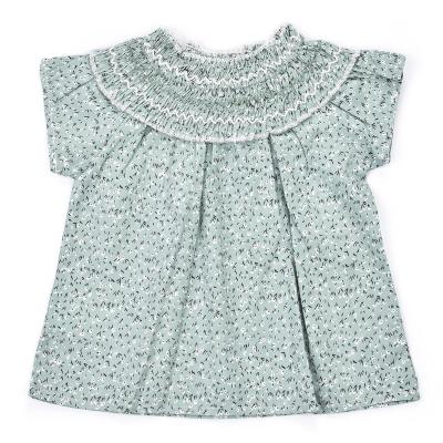 China 2020 New Arrival QUICK DRY All Over Flower Print 100% Cotton Baby Kids Girls Shirt Top Blouse for sale