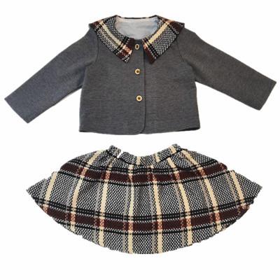 China New soft high quality tops and dress of kindergarten plaid school uniform spring, summer and autumn two sets for sale