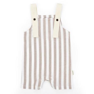 China Anti-pilling clothes summer baby boy and girl stripe fabric with suspender button overall shortall with baby romper for sale