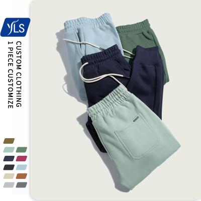 China YLS 470gsm 100 Cotton Anti-pilling Thick Custom Character Logo Elastic Waist Sweat Joggers Pants Simple Sweatpants Men for sale