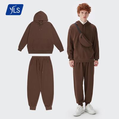 China YLS Breathable 2021 Winter Warm Men's French Thick 330Gsm Terry Oversized Hoodies Track Suit High Quality Custom Printed Sets for sale