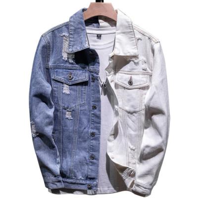 China Fashion Contrast QUICK DRY High Quality Color Men Denim Jackets Spring Casual Lattice Washed Wavy Mens Jacket For Sale for sale