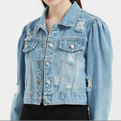 China Breathable Wholesale European and American Washed Denim Shorts Jackets Slim Fit Fashion Blue Jacket Women for sale