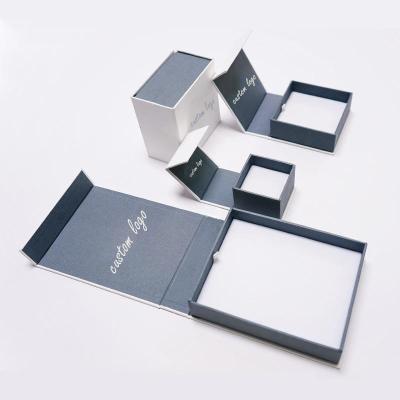 China Recyclable Wholesale Custom Logo Luxury Folding Paper Cardboard Packaging Set Magnetic Jewelry Gift Box for sale