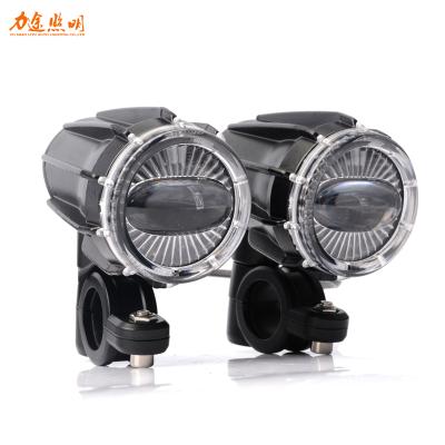 China Motocycle Headlight 2021 LITU 30W LED Fog Light Angel Eyes Motorcycle Projector LED Headlight For Auto Lighting System for sale