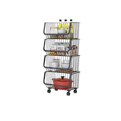 China Sustainable Universal Popular High Quality Hotsale Kitchrn Storage Vegetable Rack On Wheels for sale