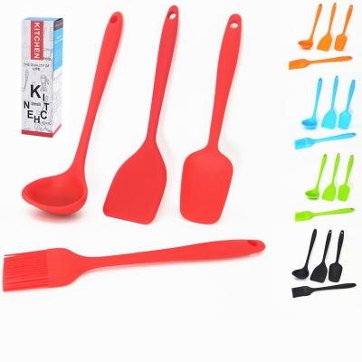 China Silicone Sustainable Kitchen Dish Shovel Cooking Spoon Set Bakeware Food Grade Dense Small Children's Food Supplement Pot Tools for sale