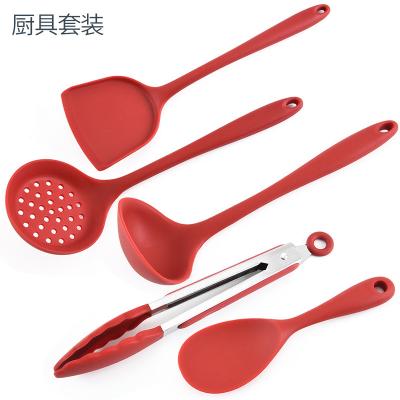 China Silicone Sustainable Kitchen Dish Shovel Cooking Spoon Set Bakeware Food Grade Dense Small Children's Food Supplement Pot Tools for sale