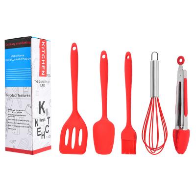 China Sustainable Silicone Cooking Mini Kitchenware 5 Pieces Set Brush Beater Oil Appliances Small Spatula Cooking Tool for sale