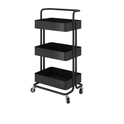 China Rolling Cart 3 Tier Slim Kitchen Storage Unit Mobile Shelf Organizer Slide Out Storage Rolling Cart Rack 3 Tier Kitchen Serving Rack for sale