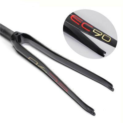 China Road Bikes EC90 700C 3K Full Carbon Fiber Fixed Gear Threadless Fork Road Bike Fork Bicycle Carbon Rigid Fork for sale