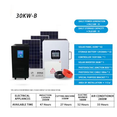 China Professional Portable 30KW Full Home Off Grid Solar Panel Energy System For Home for sale