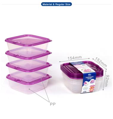 China Freshness Preservation 4 Piece Fresh Plastic PP Square Sealer Vacuum Food Storage Container Box Set for sale