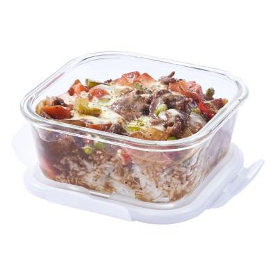 China Square Shape 800ml Microwavable Borosilicate Heat Resistant Glass Food Storage Containers for sale