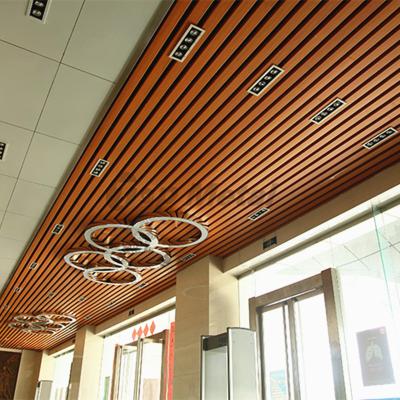 China Hot Sale Artistic Ceilings Wood Grain Suspended Aluminum False Ceiling For Aisle for sale