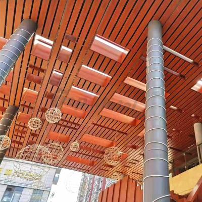 China Artistic Decorative Color Wood Aluminum Strip Exterior Ceilings Ceiling For Aisle for sale