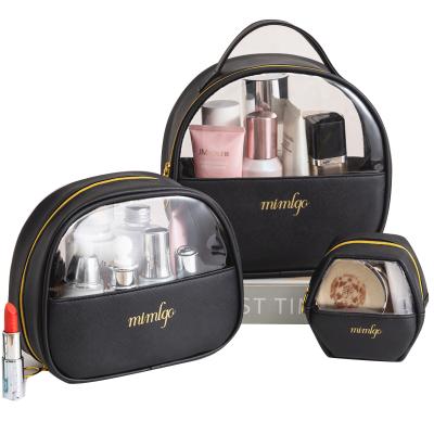 China INS Transparent Makeup Organizer NATIONAL Style Various Shapes For Lots Of Brushes PU Bag Cosmetic Makeup Bag With Handle for sale