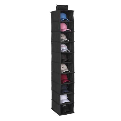 China Traditional Foldable Hanging Hat Rack Cabinet Organizer For Wardrobe 10 Shelf Clothes Organizer Hat Storage Bag Baseball Hat Storage for sale