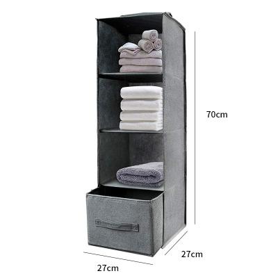 China Folding Nonwoven Fabric Clothes Organizer Foldable 4 Layers Wardrobe Hanging Storage Bag With Storage Box for sale