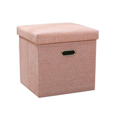 China Foldable Cotton and Portable Folding Living Room Storage Square Stool Canvas Ottoman for sale