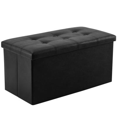 China Factory Outlet Collapsible Folding Storage Ottoman With Leather Button Storage Stool For Living Room for sale