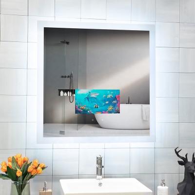 China Bright Smart Mirrors Waterproof Bathroom Lighted Anti-fog Device TV Screen Mirror With LCD for sale