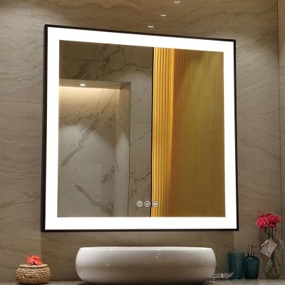 China Fashion Style Illuminated Touch Wall Mounted Smart Switch And Demister Make Up Bathroom Mirror for sale