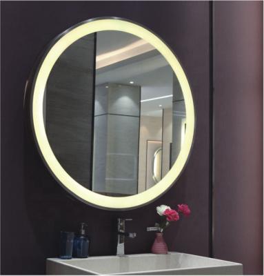 China Bathroom Bathroom Frame Tied Light Decorative Antique Gold Round Wall Mirror for sale