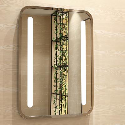 China Customized Illuminated Stainless Steel Framed Hospitality Bathroom LED Lighted Mirror for sale