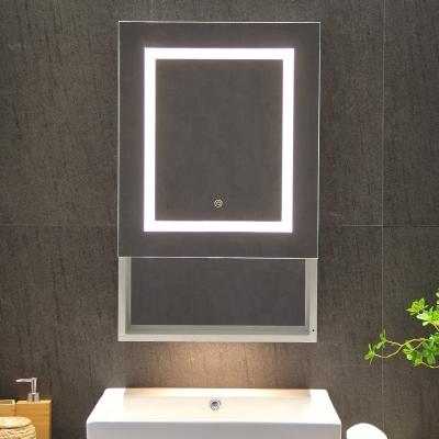 China Modern Modern Wall Mounted LED Lighted Bathroom Mirror Cabinet With Storage for sale