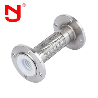 China PTFE bekleding roestvrij staaldraad gevlochten gegolfde metalen slang Flexible fittings Te koop