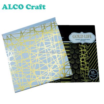 China 30 Sheet Gold Foil Design Anti Curl Sheet Printed Paper Craft Paper Scrapbooking Pad for sale