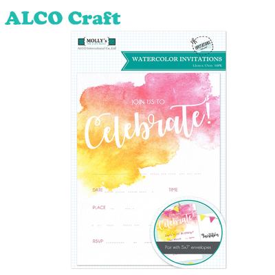 China Custom Europe 2019 watercolor wedding invitation with rsvp card for sale