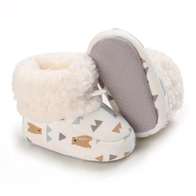 China Soft Cotton Baby Girl Shoes Toddler Sole Infant Thermal Cotton Plush Lining Snow Boots Flats And Lightweight for sale