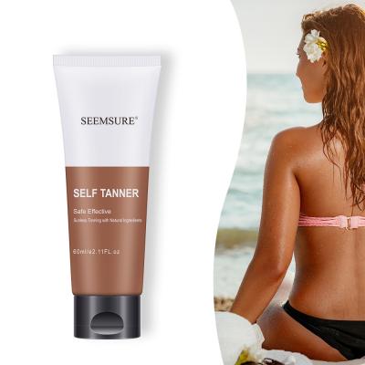 China Bronze Self Tanning Tanner Summer Effective Natural Moisturizing Wheat Skin Color Individual Tanner Tanning Lotion for Body Arm Body for sale