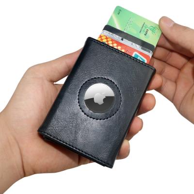 China New Waterproof RFID Airtag Wallet Card Holder Wallet Anti-degaussing Anti-theft Card Holder Aluminum Alloy Automatic Card Holder for sale