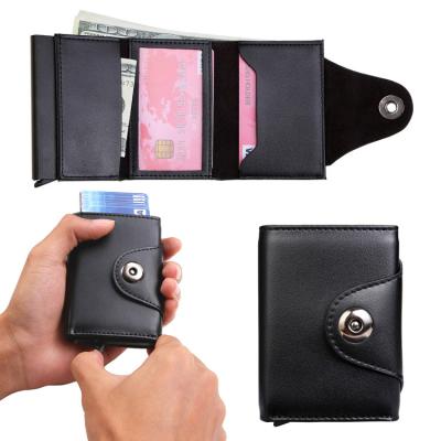 China New Fashion Credit Card Holder Wallet RFID Wallet Anti Clip Card Spring Multifunction Card Degaussing Card Bag Device Wallet for sale