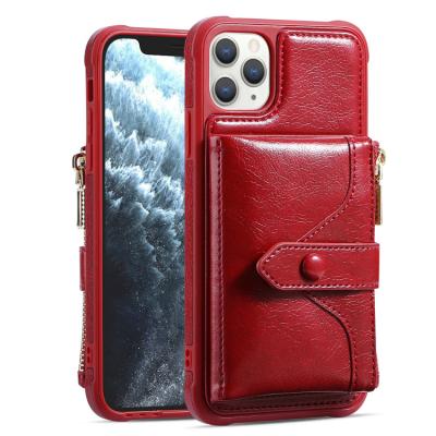 China Shockproof Suitable for iPhone 12 Leather Zipper Wallet Mobile Phone Cover 11pro Mobile Phone Case Support Card for sale